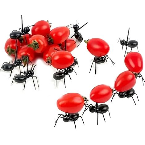 24 cure-dents fourmis réutilisables pour fruits et desserts - Fournitures pour fête sur le thème de la ferme, cure-dents pour apéritifs, cure-dents amusants en forme d'animaux pour enfants et adultes (1/5)
