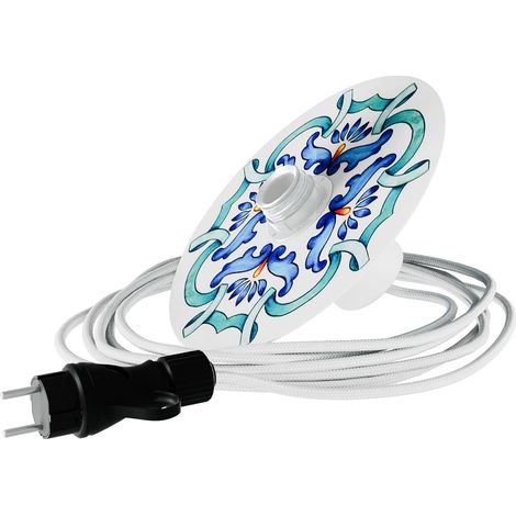 Creative Cables - Serpent Eiva avec abat-jour mini Piatto Ellepì 'Maioliche', lampe d'extérieur portable, avec douille et prise IP65 (1/5)