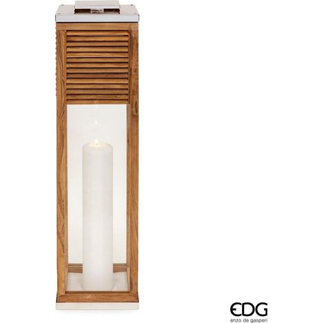 EDG Lanterna Quadrata Listelli In Legno Con Manico H 126 (1/2)