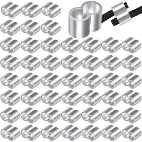 50 Stück 4-mm-Aluminium-Crimphülsen, Doppel-Aluminium-Crimphülsen, Crimp-Schlaufenhülsen mit Aufbewahrungskoffer für 4-mm-Edelstahlkabel und -seile (1/5)