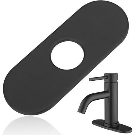 (Noir mat, 161 mm) Cache trou de robinet en acier inoxydable 1 lot de rosaces rondes pour robinet d'évier de salle de bain et de cuisine à 1 ou 3 trous (1/5)