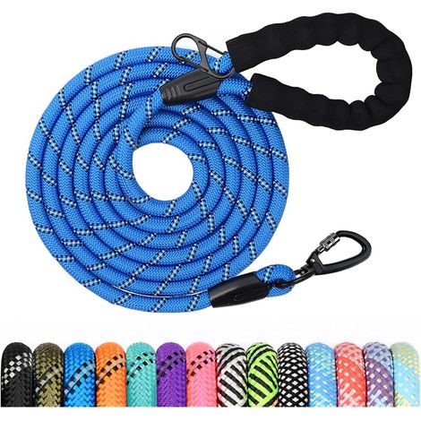 Longe pour Chien, 1,2M/ 1,5M/ 2M/ 3M/ 5M/ 10M/ 15M/ 20M/ 30M Laisse de Dressage pour Chien, Long Laisse avec Poignée Rembourrée pour Petits, Moyens et Grands Chiens (1/5)