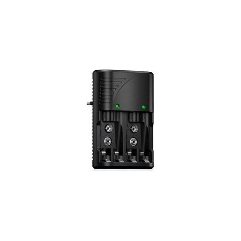 Chargeur de piles universel rapide pour AA/AAA/9V – Indicateur LED – Protection surchauffe – Tension d'entrée AC 100-240V (1/5)
