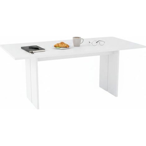 Dmora - Esstisch Ddesogu, Rechteckiger Designtisch, Küchentisch, 100% Made in Italy, cm 160x90h75, glänzend weiß