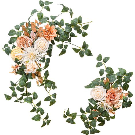 Hochzeitsdekorationsset mit künstlichen Rosen und Pfingstrosen zum Begrüßen der Gäste, Dekorieren von Hochzeitsbögen und Türstürzen (champagnerfarben). (1/2)