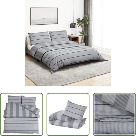 vidaXL Housse de couette 100% coton - Ensemble de housse de couette Gris 200x220 cm Coton (1/5)