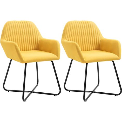 Sillas de comedor 2 unidades tela amarillo vidaXL (1/5)