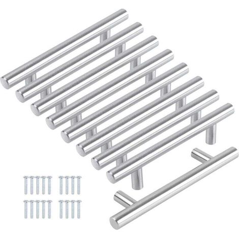 Confezione da 8 maniglie per mobili da cucina, maniglie da cucina da 128 mm, XU, maniglie per mobili da cucina in acciaio inossidabile e nichel spazzolato, spaziatura fori 128 mm - KZQ (1/4)