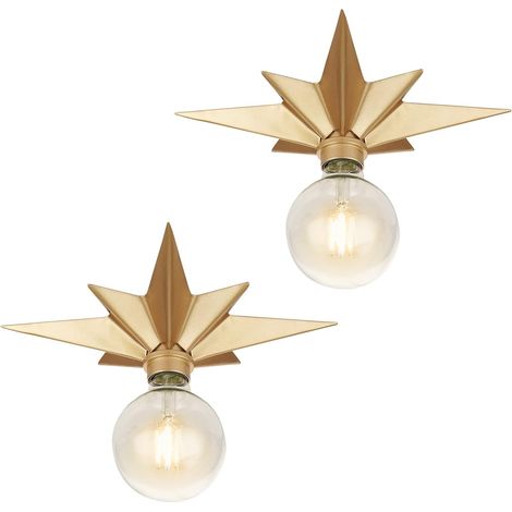 Plafonnier Affleurant- 2 PCS Luminaire étoile Noire Luminaire Proche du Plafond du Milieu du Siècle, Plafonnier Moderne pour Cuisine, Couloir et Salle de Bains, Doré (1/5)