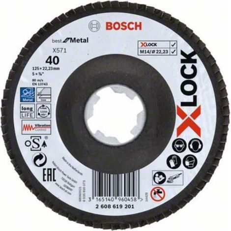 Disque à lamelles Bosch X-LOCK X571 Best for Métal diamètre 125 mm grain 40
