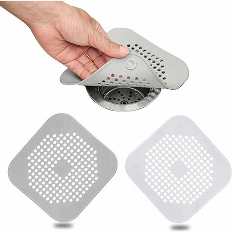 DEESSE SHOP - Lot de 2 protecteurs de vidange en silicone, crépine d'évier de cuisine avec ventouse, filtre de couvercle de vidange de baignoire, crépine d'évier de cuisine et de salle de bain(1414 cm (1/5)
