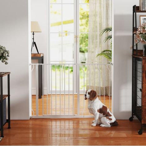 Valla para perros 75-115 x 76 cm en acero/ABS blanco, sin taladro, para escaleras – MEUBLIV (1/5)
