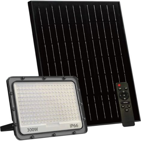 Faro LED da esterno con pannello Solare IP66 con Telecomando Luce Regolabile fredda calda naturale 3000K/4000K/6500K Sensore Crepuscolare 60W 120W 180W 240W 300W - Watt: 300W