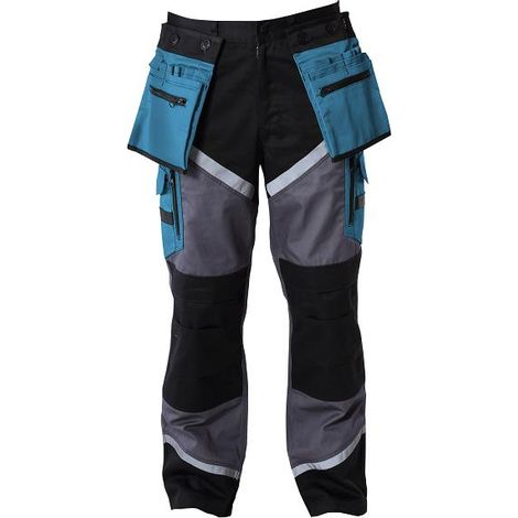 Pantalones negros, grises y turquesa. Con franjas reflectantes. "3XL", CE, lahti (1/3)