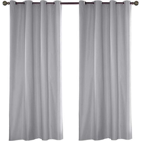 Paire de rideaux d'intérieur ou d'extérieur solides avec œillets - 137 x 213 cm - Gris clair (1/5)