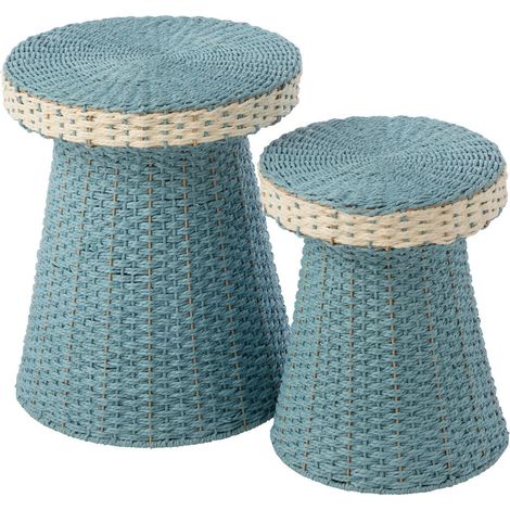 Lot de 2 Table d'Appoint "Barbarra" 46cm Bleu (1/5)