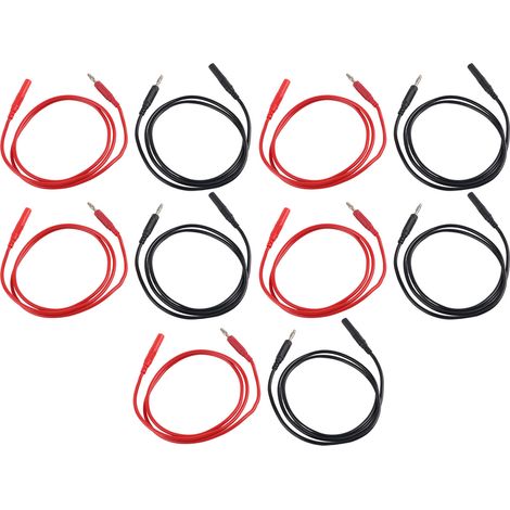 Jeu de 5 cordons de test à fiches banane 4mm, 30VAC-60VDC, 19A max, pour pièces auto et mesures électriques. (1/5)