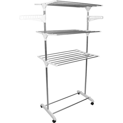 Skecten®Faltbarer Wäscheständer 3 Lagen 73×10×22cm weißes Kunststoff-Edelstahlrohr (1/5)