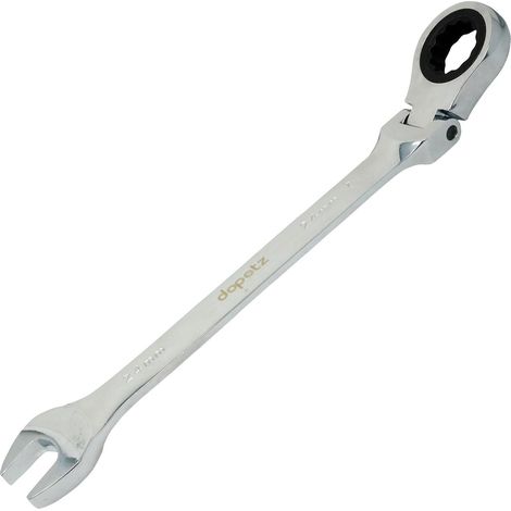 Dapetz ® Flexible Head Ratchet Metric Spanner Open End Ring 24mm, Mirror Polished, Raised Panel Spanner, Chrome Vanadium Steel Combination Spanner Suitable for (1/5)