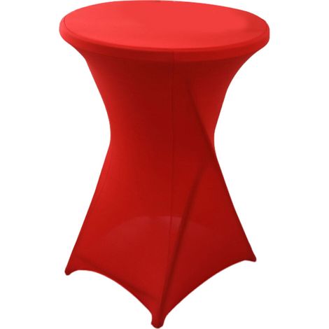Mantel redondo, altura extensible, color rojo.