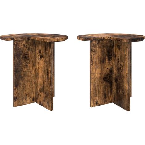 Side Table 2 pcs Smoked Oak Ø 39 x 38 cm Engineered Wood vidaXL