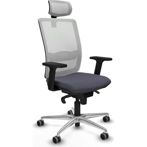 Chaise de bureau piqueras y crespo Haches maille blanche aluminium gris (1/2)