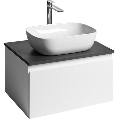 ALTAIR Meuble sous-vasque avec planche 62,5 cm, blanc/Anthrazit Schiefer (1/4)
