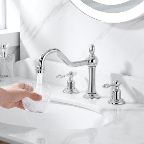 SUMERAIN Mitigeur de Lavabo Classique avec Bec Pivotant à 360°, Débit d'Eau de Style Tour de Canton, sans Plomb, Chromé (1/5)