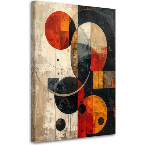Stampe su Tela Astrazione geometrica con cerchi e dettagli arancioni 20x30 (1/5)