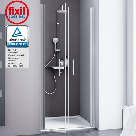 Duschtür Alexa Style 2.0 Pendeltür in Nische von Schulte, 5 mm Sicherheitsglas (ESG) Klar hell inkl. fixil Beschichtung, Profilfarbe: Alu Natur, 80 x 192 cm