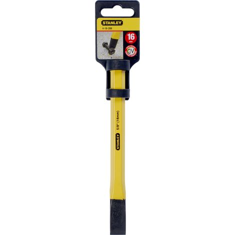 Stanley, 18-288, cincel de cerrajería plano 16x170 mm, herramienta para corte de metales, desbaste en espacios reducidos, acero endurecido, uso profesional, negro