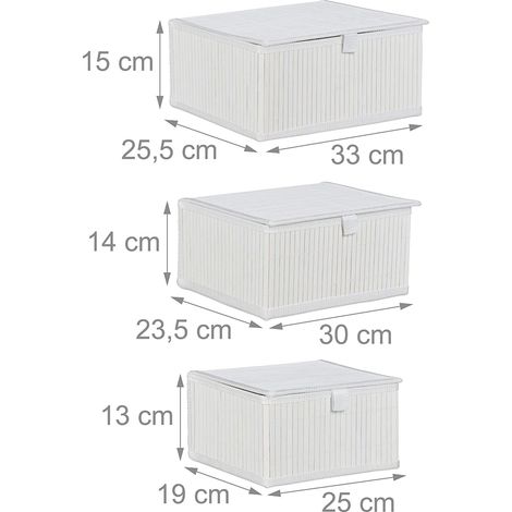 Juego de 3 cestas decorativas de bambú blanco 130002491 (1/4)