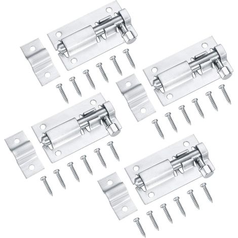 Juego de 4 cerraduras para puertas correderas, pestillo, cerrojo y pernos de acero inoxidable para dormitorio/baño - 2 pulgadas