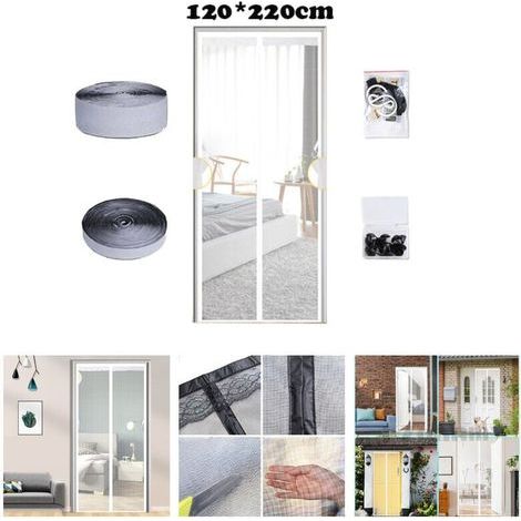 Magnetic Screen Door 120x220cm Automatic Closing Ultra Fine Mesh Magnetic Fly Screen Door Curtain No Drilling, White