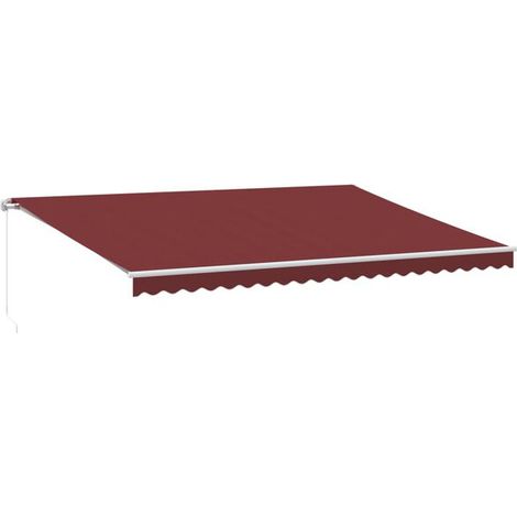 Auvent manuel rétractable bordeaux 500 x 350 cm - Auvent de terrasse protection solaire jardin extérieur résistant (1/5)