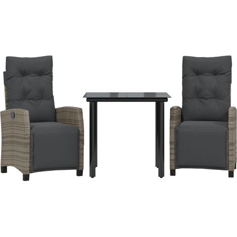 Maison Exclusive - 3-tlg. Garten-Essgruppe mit Kissen Grau Poly R