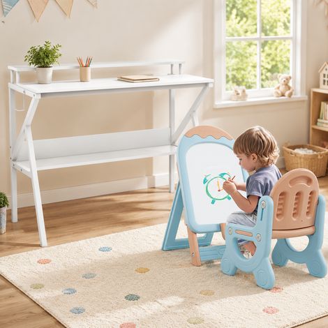 Conjunto de estudio y oficina para niños (2 piezas): caballete infantil ajustable y escritorio compacto con monitor (1/5)