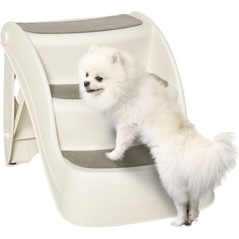 Scaletta per Cani e Gatti Pieghevole con 3 Gradini Antiscivolo in PP, 49x38x38 cm, Beige (1/5)