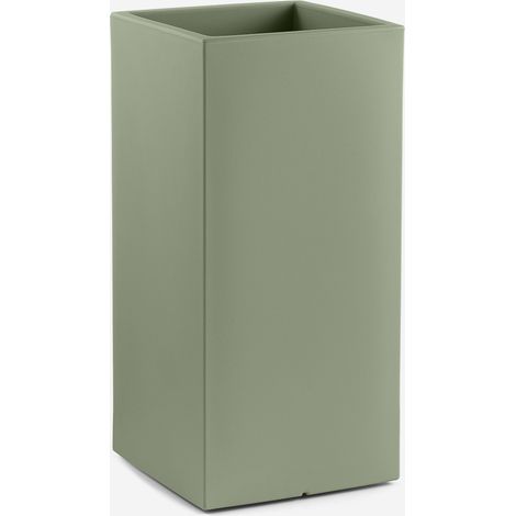 Vaso portafiori quadrato alto da giardino in polietilene Loto - Verde