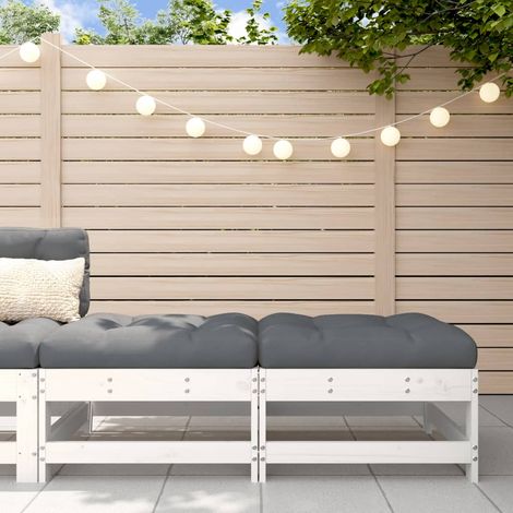 Repose-pieds de jardin, Tabouret Pouf, Tabouret Bas coussins 2 pcs blanc bois de pin massif LKF54731 (1/5)