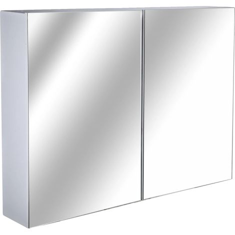 Meuble de Salle de Bain, Bois Ingénierie, Mural, 80 x 15 x 60 cm, 3 Étagères Intérieures, Blanc (1/5)