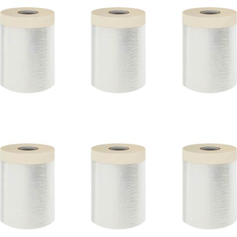 Dust Sheet with Adhesive Tape 6 pcs Transparent 30 x 3300 cm vidaXL