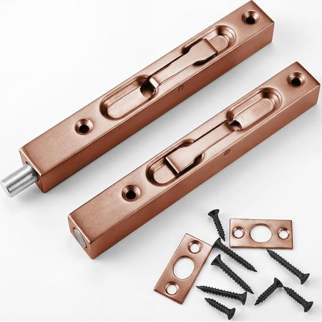 Lot de 2 loquets coulissants pour porte dissimulée en acier inoxydable 304 brossé pour portes françaises en bois (finition vert-de-gris) (1/5)