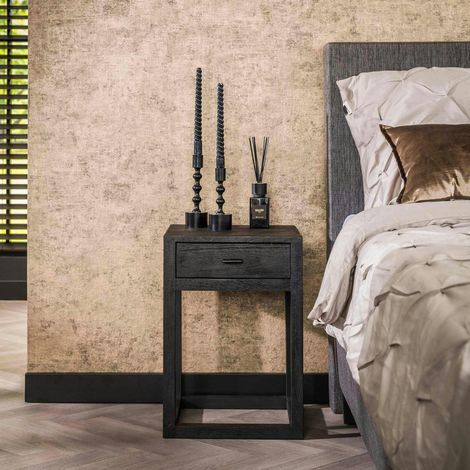 Table de chevet noire en bois WOODY (1/5)