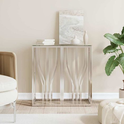 Table console-Table d'entrée 70x30x70 cm acier inoxydable et verre (1/5)