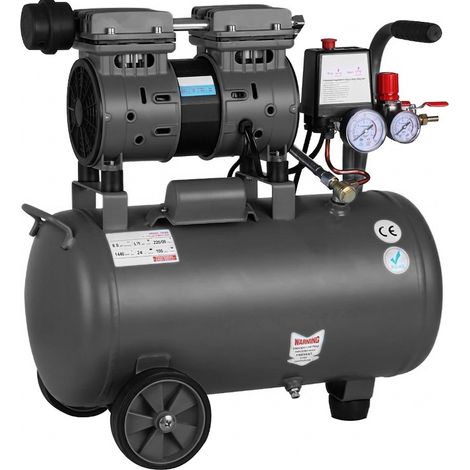 Compresor de aire profesional con certificado CE SILENCIOSO, 24 litros 550W 8 Bares