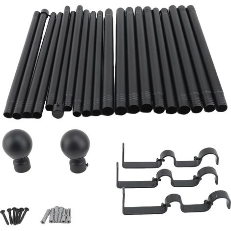 Double tringle rideaux fenêtre fer métal télescopique – Décoratif draperie embouts ronds maison 80 à 365cm, décoration (1/5)