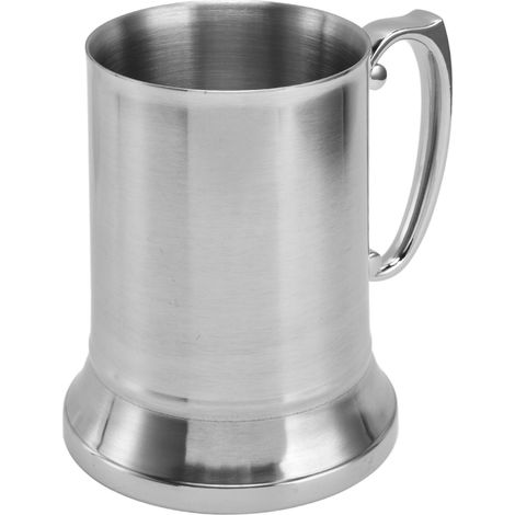 Doppelwandiger Bierkrug aus Edelstahl 304, flammenförmiges Cocktailglas, kleiner 450-ml-Krug (Innenmaße: 304, Außenmaße: 202) für Bars und Hotels