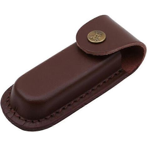 Étui en cuir pour couteau pliant, avec passant de ceinture, idéal pour la chasse et le camping. (1/5)