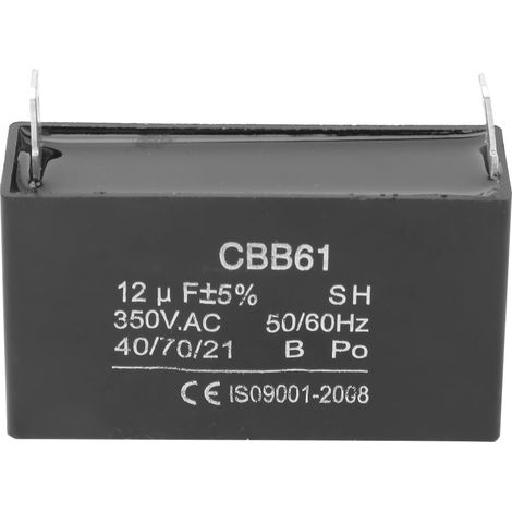 Condensador CBB61 para generador de gasolina, condensador de arranque para motor de aire acondicionado, 350 V CA, 12 µF (1/4)